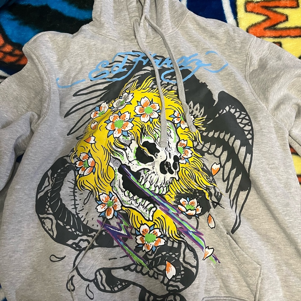 Ed hardy grey hoodie